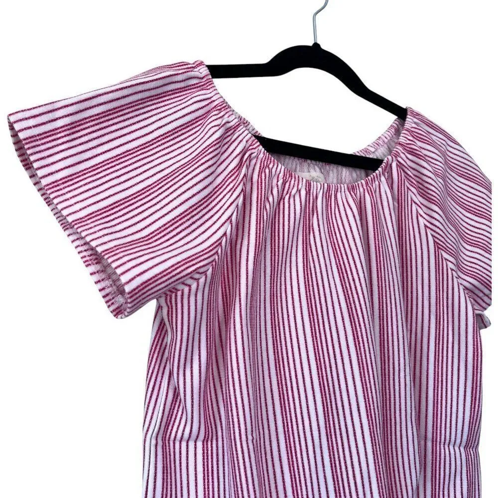 NWT! Vignette Girls Red White Striped Tie Front Top Size 10Y